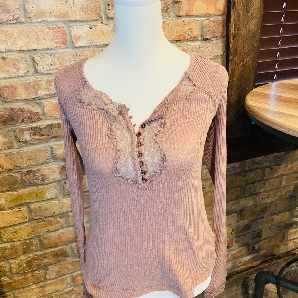 Rose Free People Lace Top